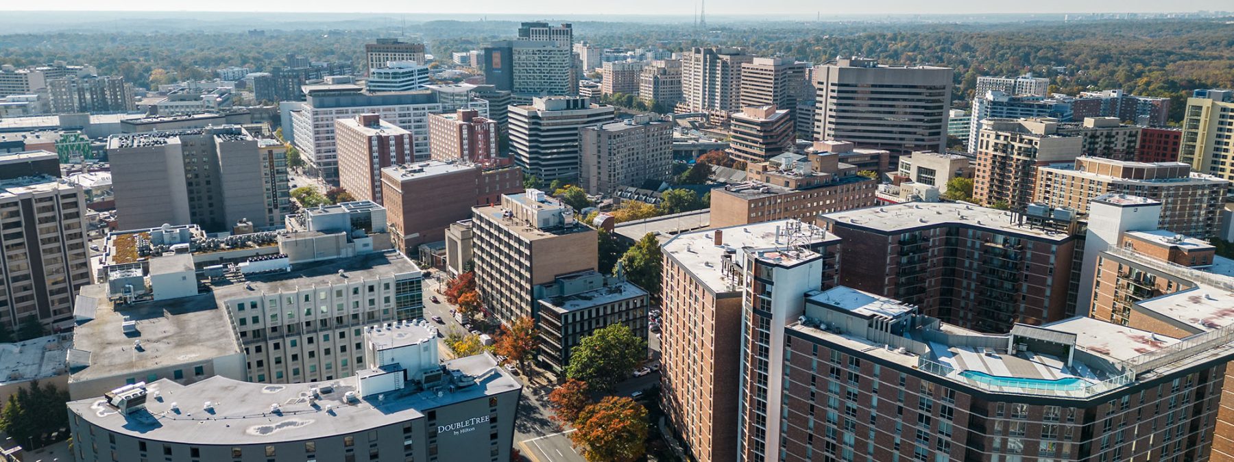 aerial view of downtown Silver Spring