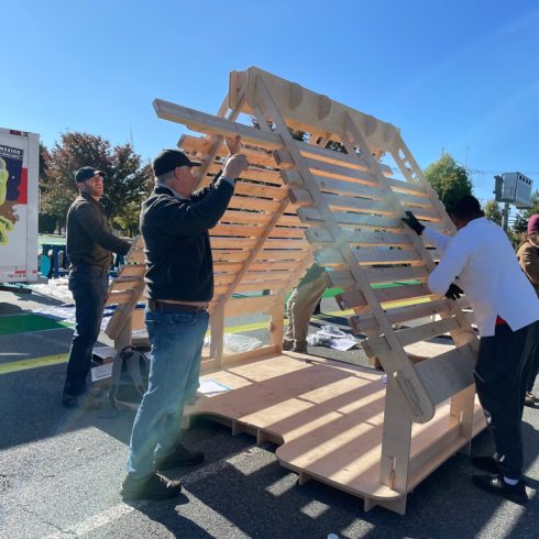 Volunteers build component for Fairland and Briggs Chaney Placemaking Festival