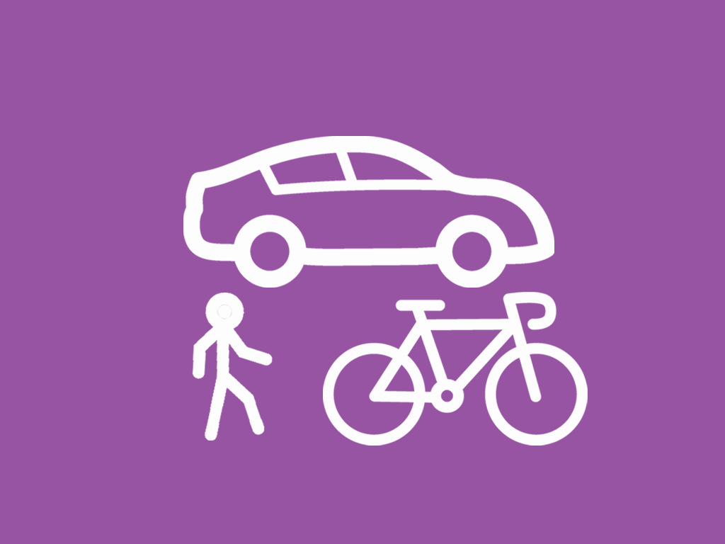 car, pedestrian amd bicycle